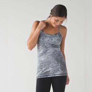 Lululemon Power Y Tank Luon Spray Jacquard White‎ Black Size 6